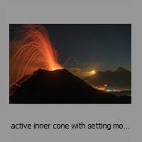 active inner cone with setting moon behind